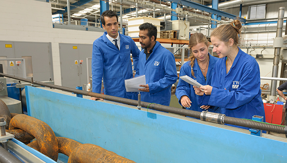 Galatée (right) along with fellow NSIRC and LRF PhD researcher at TWI in 2015. Photo: TWI Ltd