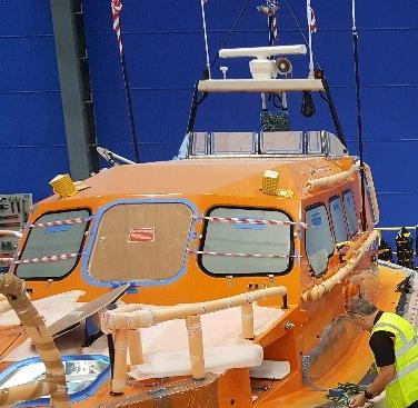 Figure 1 Shannon-class lifeboat being prepared for digital radiographic inspection