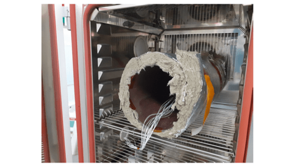 Figure 2. Test sample inside chamber