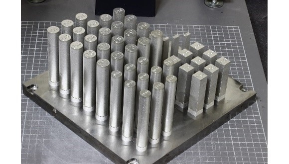 Figure 1. L-PBF Alloy 718 testing samples on build plate